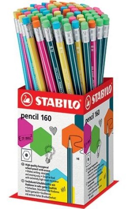 Ołówek STABILO 160 z gumką HB mix display 72szt.