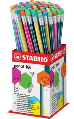 Ołówek STABILO 160 z gumkną 2B mix display 72szt.