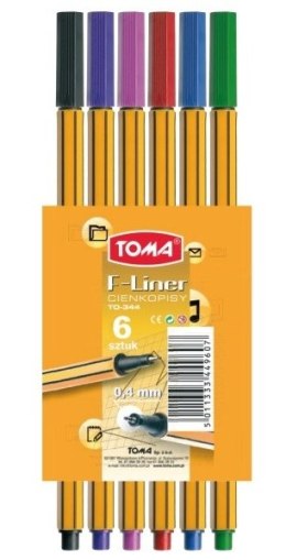 Cienkopisy TOMA F-Liner 0, 4mm 6 kolorów mix