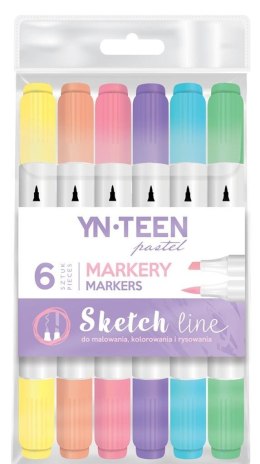 Marker Sketch Line Pastel 6 kolorów YN TEEN