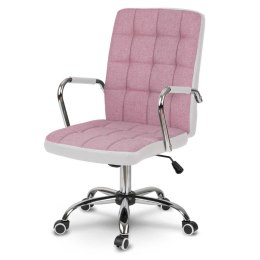 Fotel biurowy materiałowy Benton różowo-biały