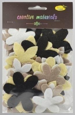 Kwiatki z filcu tonacja czarno-szara 60szt