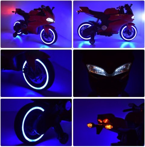 WIELKI MOTOR ŚCIGACZ PERFECT WOLNY START, ŚWIECĄCE, MIĘKKIE KOŁA/1628G