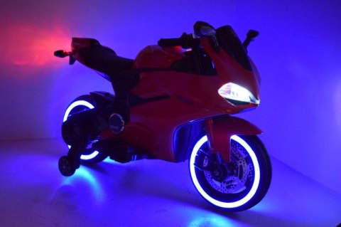 WIELKI MOTOR ŚCIGACZ PERFECT WOLNY START, ŚWIECĄCE, MIĘKKIE KOŁA/1628G