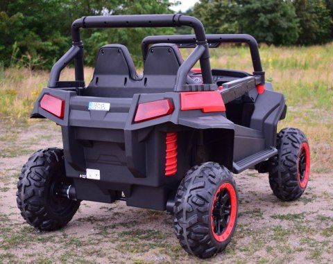 MEGA AUTO 4X4 , FUNKCJA BUJANIA, AMORTYZATORY, MIĘKKIE KOŁA EVA, MIĘKKIE SIEDZENIE FULL OPCJA DLA 2 DZIECI /HM1188