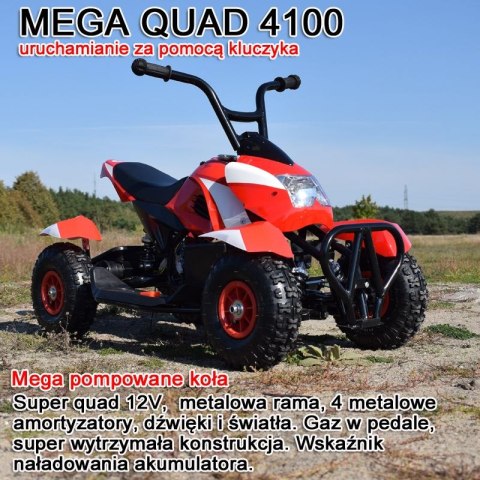 MEGA WIELKI QUAD, METALOWA KONSTRUKCJA, AMORTYZATORY, POMPOWANE KOŁA, LAKIER,GAZ W MANETCE, MIĘKKIE SIEDZENIE/6688