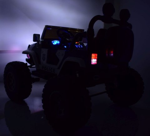 JEEP BUGGY POLICJA MEGA KOŁA Z AMORTYZATORAMI PILOT 4X4, PANEL, PRZESUWANE SIEDZENIE, /SX-1719