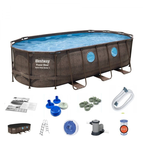 Basen Stelażowy 549 cm x 274 cm x 122 cm, Power Steel Swim VISTA series BESTWAY