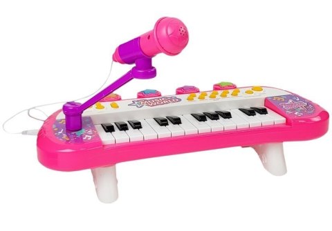 Keyboard Pianinko 24 Klawisze USB Mikrofon Różowy Keyboard Pianinko 24 Klawisze USB Mikrofon Różowy