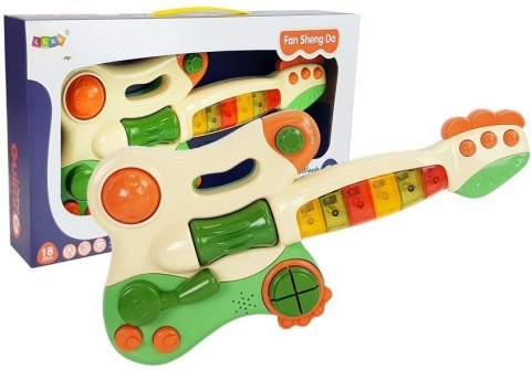 Interaktywna Gitara Pianinko Dla Dzieci Dźwięk Światło Zielona Interaktywna Gitara Pianinko Dla Dzieci Dźwięk Światło Zielona