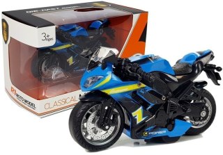 Motocykl z Napędem Frykcyjnym Na Baterie Dźwiękiem 1:14 Niebieski