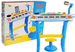 Keyboard z Mikrofonem i Krzesełkiem Pianinko USB Niebieski