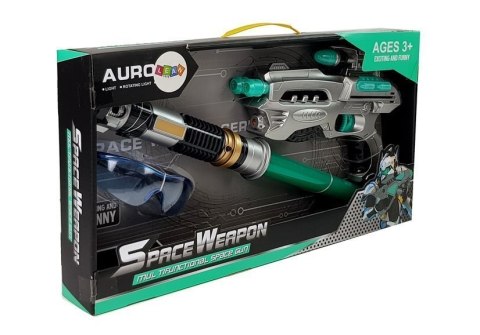 Zestaw Kosmiczny Miecz Świetlny Pistolet Okulary Ochronne Zestaw Kosmiczny Miecz Świetlny Pistolet Okulary Ochronne