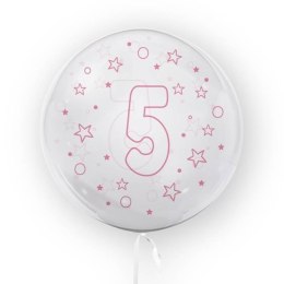 Balon 45cm Gwiazdki cyfra 5 różowy TUBAN