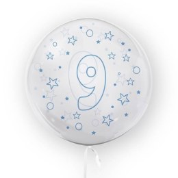 Balon 45cm Gwiazdki cyfra 9 niebieski TUBAN