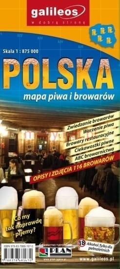 Mapa piwa i browarów - Polska 1:875 000