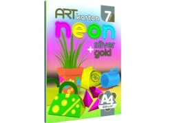 Blok kartonów kolorowych A4/7K neon 250g