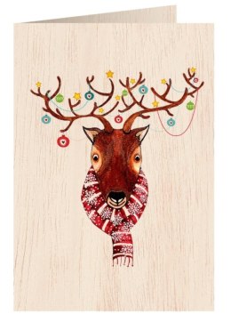 Karnet drewniany C6 + koperta Święta Rudolf