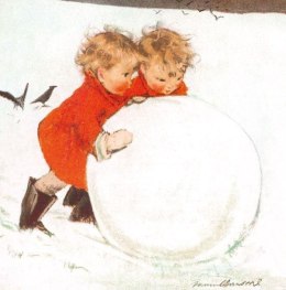Karnet kwadrat Święta Rolling the Snowball