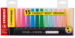 Zakreślacz Boss zestaw 15 kolorów STABILO