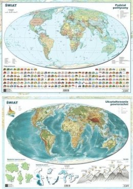 Mapa świata A2 Dwustronna laminowana ART-MAP