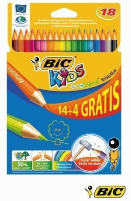 Kredki ołówkowe KIDS Evolution 14+4 kolory BIC