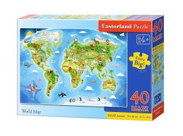 Puzzle 40 maxi - Mapa świata CASTOR