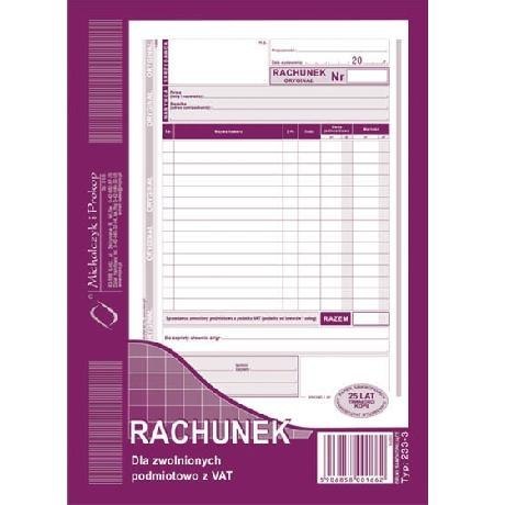 Druk-rachunek A5 dla zwolnionych z VAT pion 233-3 Druk-rachunek A5 dla zwolnionych z VAT pion 233-3