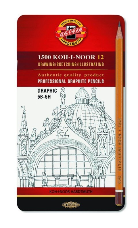 Komplet ołówków grafitowych KOH-I-NOOR 1502/III Technic 5B-5H 12szt. Komplet ołówków grafitowych KOH-I-NOOR 1502/III Technic 5B-5H 12szt.