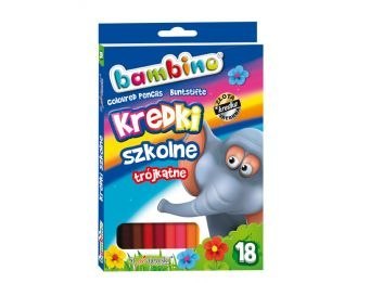 Kredki szkolne BAMBINO trójkątne 18 kolorów Kredki szkolne BAMBINO trójkątne 18 kolorów