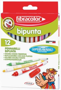 Pisaki dwukolorowe FIBRACOLOR Bipunta 12 kolorów pudełko