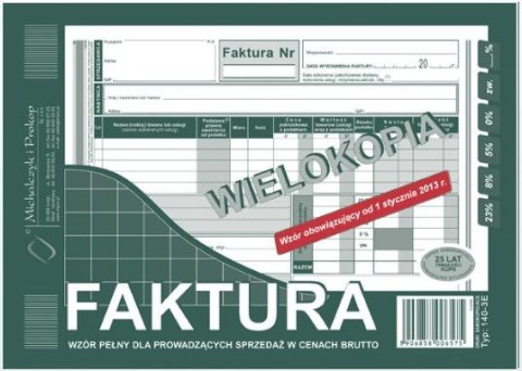 Druk-faktura A5 brutto wielokopia 140-3E Druk-faktura A5 brutto wielokopia 140-3E