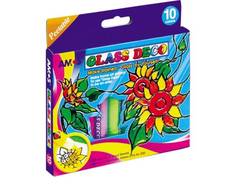 Farby witrażowe AMOS GD10P10 - 10, 5ml x 10 kolorów Farby witrażowe AMOS GD10P10 - 10, 5ml x 10 kolorów