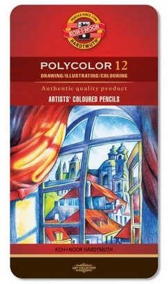 Kredki KOH-I-NOOR Polycolor, metalowe opakowanie 12 kolorów