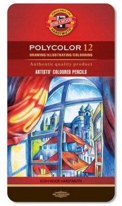 Kredki KOH-I-NOOR Polycolor, metalowe opakowanie 12 kolorów Kredki KOH-I-NOOR Polycolor, metalowe opakowanie 12 kolorów
