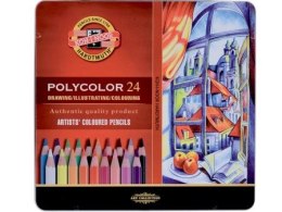 Kredki KOH-I-NOOR Polycolor, metalowe opakowanie 24 kolory