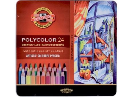 Kredki KOH-I-NOOR Polycolor, metalowe opakowanie 24 kolory