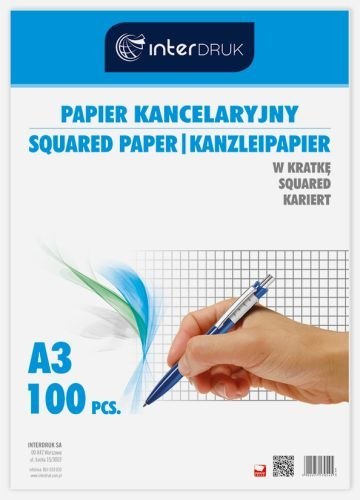 Papier kancelaryjny A3 100k. INTERDRUK kratka Papier kancelaryjny A3 100k. INTERDRUK kratka