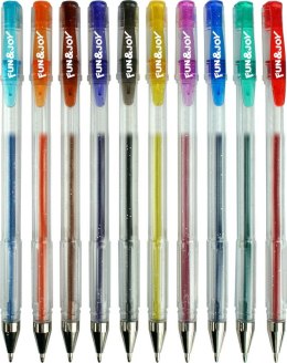 Długopisy żelowe brokatowe FUN&JOY 10 kolorów