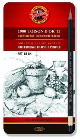 Komplet ołówków grafitowych KOH-I-NOOR Toison D'or 12szt. 8B-8H