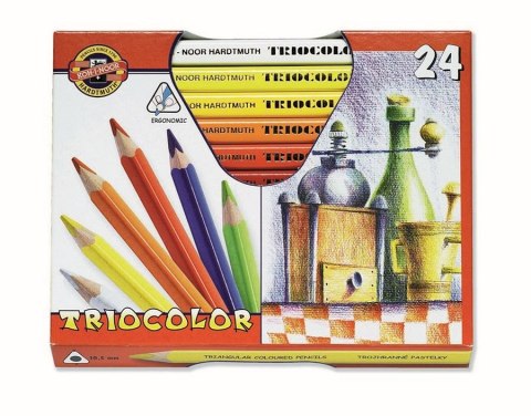 Kredki KOH-I-NOOR Triocolor trójkątne grube, 24 kolory Kredki KOH-I-NOOR Triocolor trójkątne grube, 24 kolory