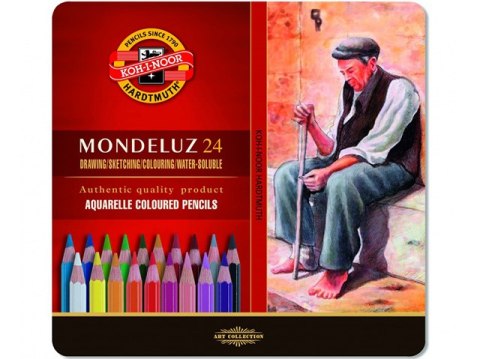 Kredki akwarelowe KOH-I-NOOR Mondeluz metalowe op, 24 kolory Kredki akwarelowe KOH-I-NOOR Mondeluz metalowe op, 24 kolory