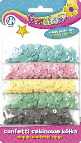 Confetti cekinowe kółka ASTRA na blistrze - mix 5 kolorów pastelowych 1000 sztuk