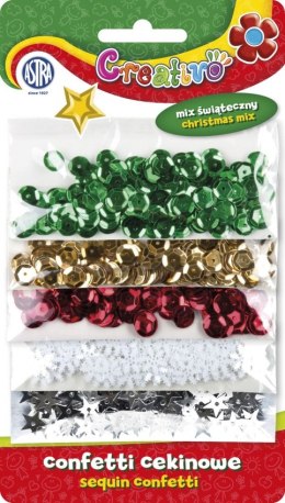 Confetti cekinowe kółka na blistrze - mix 5 wzorów świątecznych