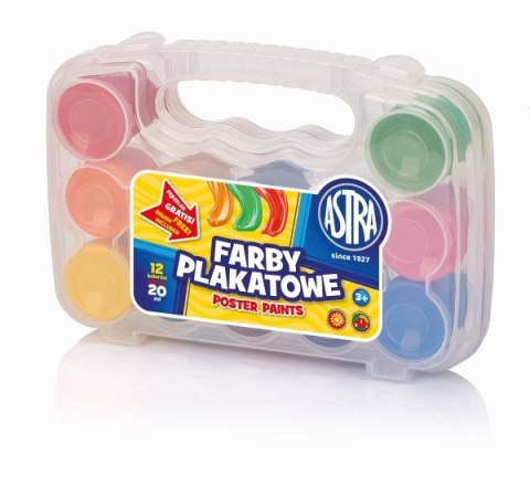 Farby plakatowe ASTRA 12 kolorów 20 ml - walizka Farby plakatowe ASTRA 12 kolorów 20 ml - walizka