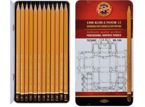 Komplet ołówków grafitowych KOH-I-NOOR 1502/I Technic HB-10H 12szt. Komplet ołówków grafitowych KOH-I-NOOR 1502/I Technic HB-10H 12szt.