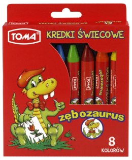 Kredki szkolne świecowe TOMA Zębozaurus Jumbo 8 kolorów