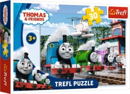 Puzzle 30 TREFL Tomek i przyjaciele - Wyścig na torach