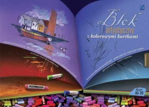 Blok techniczny kolorowy A3 20k. 300g KRESKA Blok techniczny kolorowy A3 20k. 300g KRESKA
