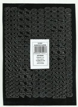 Cyfry samoprzylepne ART-DRUK 10mm czarne Helvetica 10 arkuszy